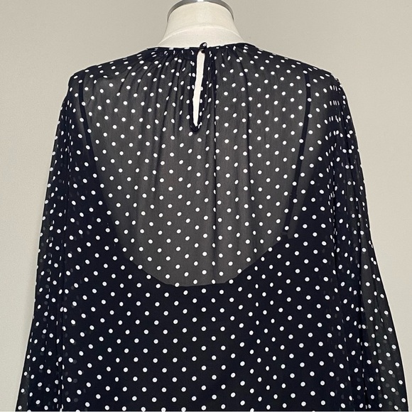J.Crew Puff Sleeve Polka Dot Top in Lightweight Chiffon, Size Large - Picture 9 of 16